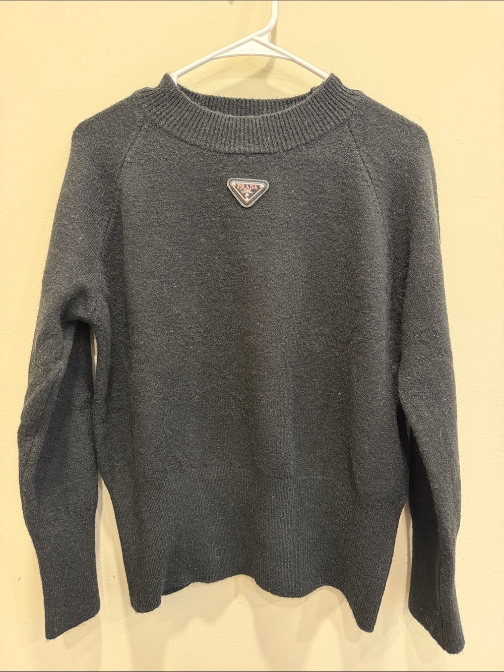 Prada Black Crewneck Sweater with Logo